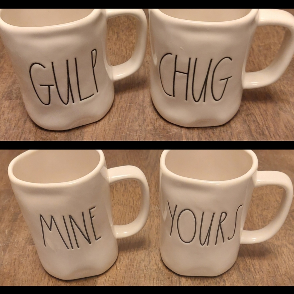 Rae Dunn Mugs Set of 5 Gulp Chug Mine Yours